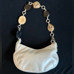 Cuba Bags of California Pearlh white small Leather Shoulder Bag Made in USA Y2K